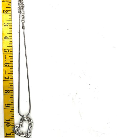 Brighton Pebble Heart Necklace Silver Pendant with 9" inch Chain - Picture 6 of 6